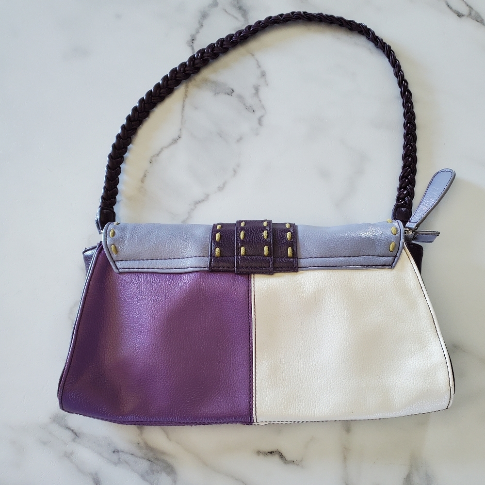Purple & White Purse with stitching accents CUTE - Picture 5 of 16